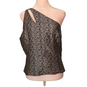 Jessica McClintock Collections black & silver one-shoulder top size 10